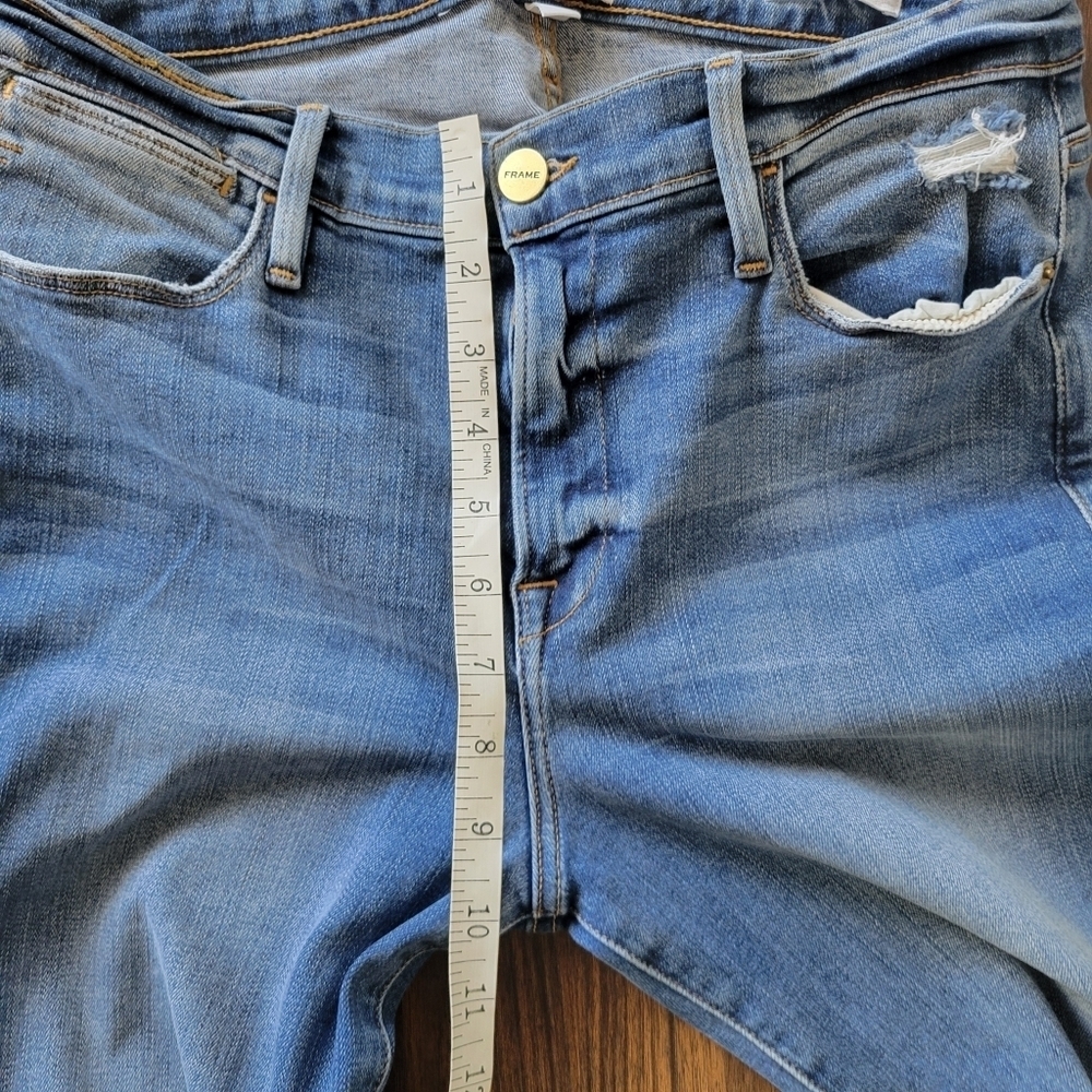 FRAME // le high straight medium blue super soft stretch denim roxton - Picture 14 of 16
